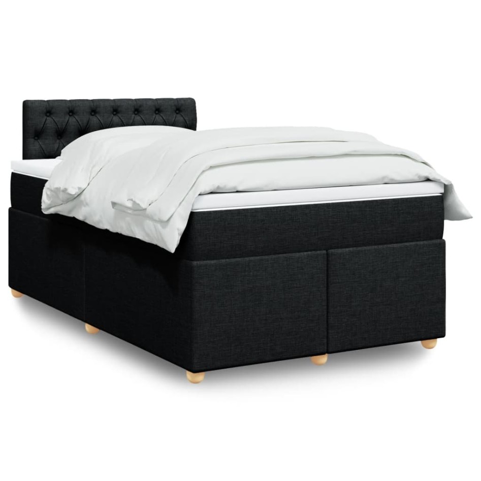 Cama box spring con colchón tela negro 120x190
