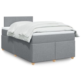 Cama box spring con colchón tela gris claro 120x200