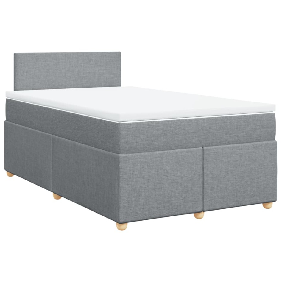 Cama box spring con colchón tela gris claro 120x200