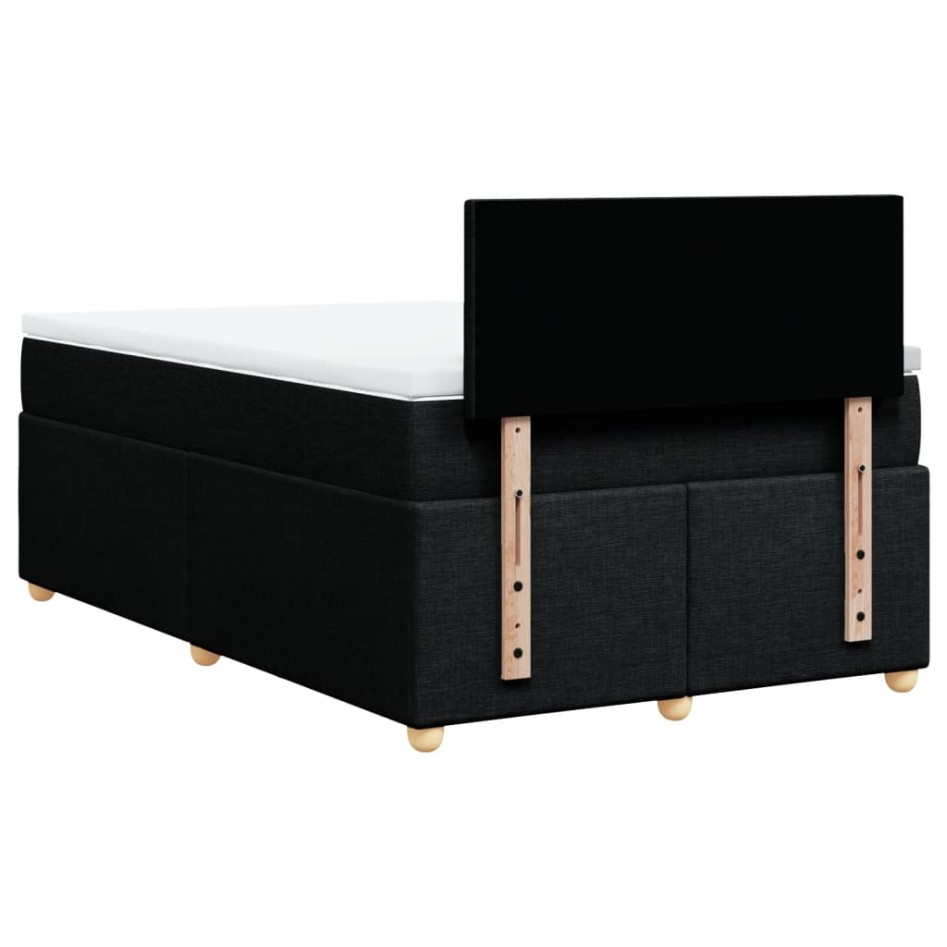 Cama box spring con colchón tela negro 120x200