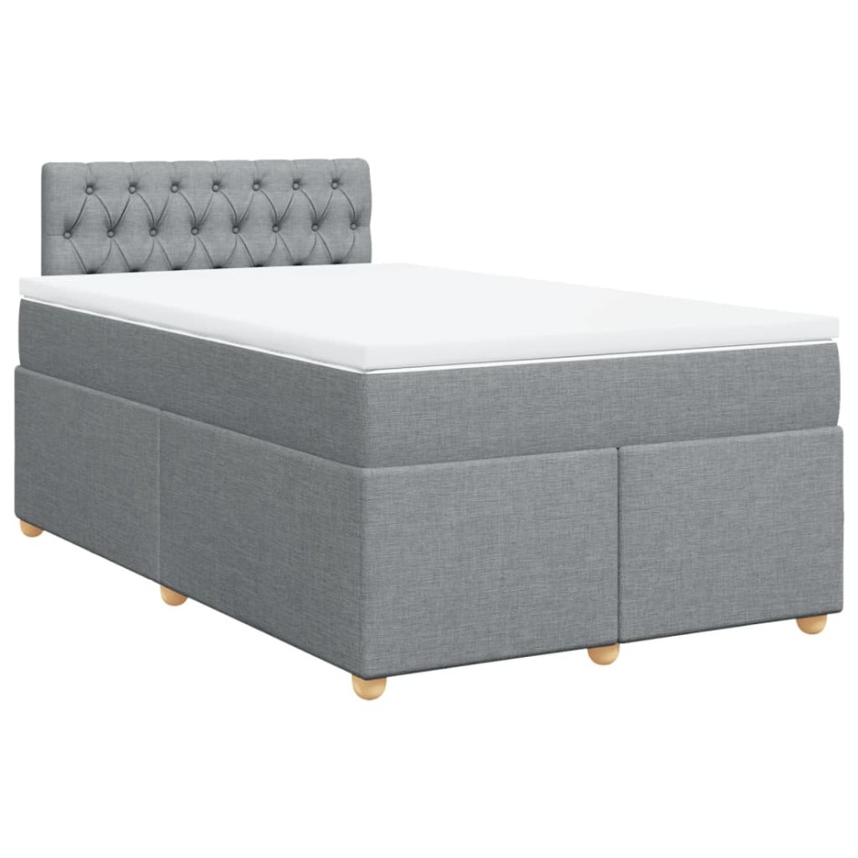 Cama box spring con colchón tela gris claro 120x200