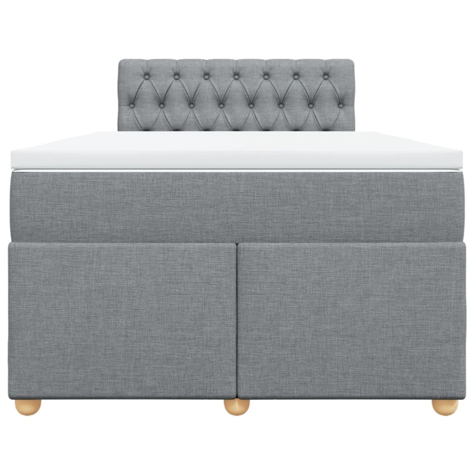 Cama box spring con colchón tela gris claro 120x200