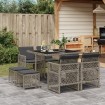 Set comedor jardín 9 pzas y cojines ratán sintético gris