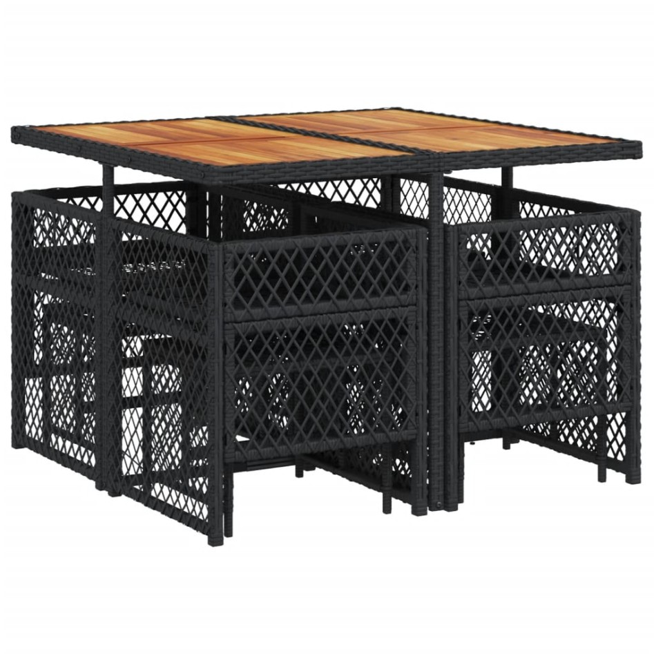 Set de comedor de jardín 9 pzas y cojines ratán sintético