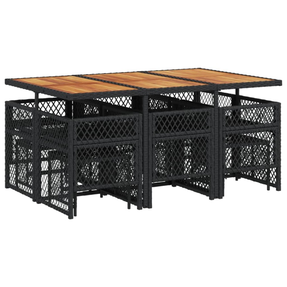 Set de comedor jardín 11 pzas con cojines ratán sintético