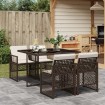Set comedor de jardín 5 piezas y cojines ratán sintético marrón