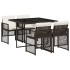Set comedor de jardín 5 piezas y cojines ratán sintético