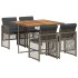 Set comedor de jardín 5 piezas con cojines ratán sintético