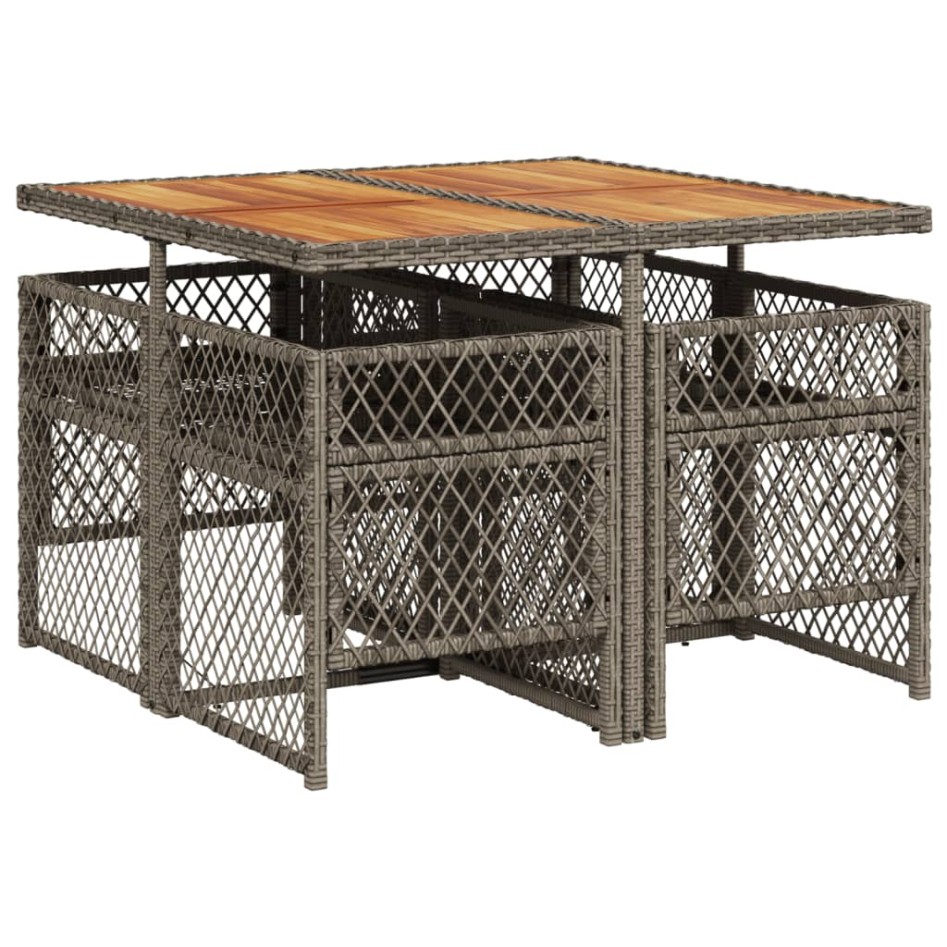 Set comedor de jardín 5 piezas con cojines ratán sintético