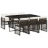 Set comedor de jardín 7 pzas con cojines ratán sintético