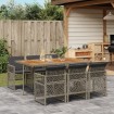 Set comedor jardín 7 pzas y cojines ratán sintético gris