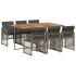 Set comedor jardín 7 pzas y cojines ratán sintético