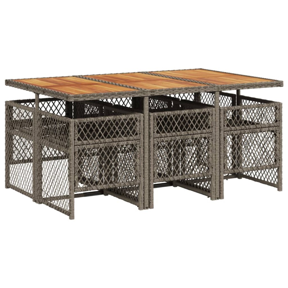 Set comedor jardín 7 pzas y cojines ratán sintético