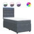 Cama box spring con colchón terciopelo gris oscuro 80x200