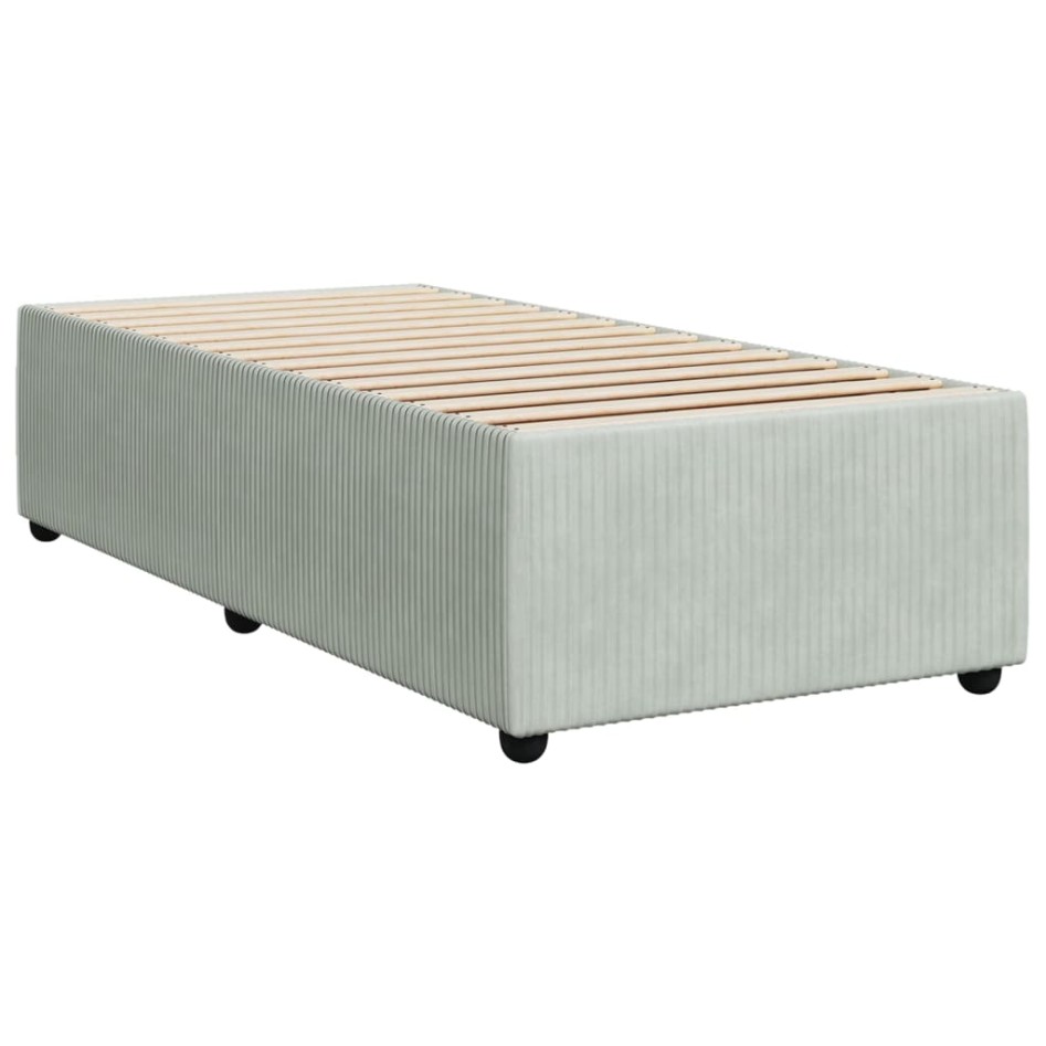 Cama box spring con colchón terciopelo gris claro 90x190
