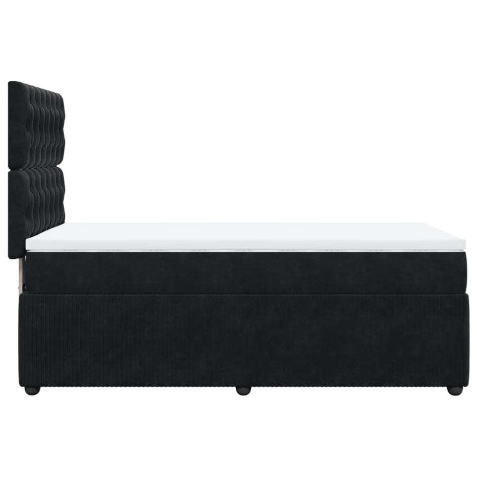 Cama box spring con colchón cuero sintético negro 90x190