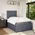 Cama box spring con colchón terciopelo gris oscuro 120x200