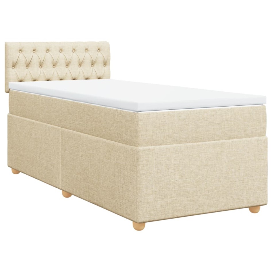 Cama box spring con colchón tela color crema 80x200