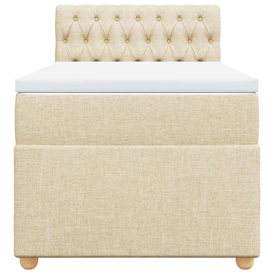 Cama box spring con colchón tela color crema 80x200
