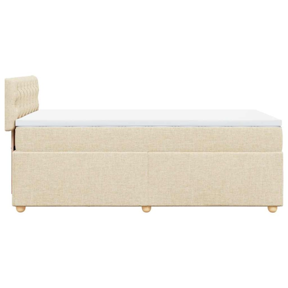 Cama box spring con colchón tela color crema 80x200