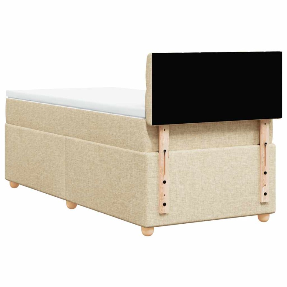 Cama box spring con colchón tela color crema 80x200