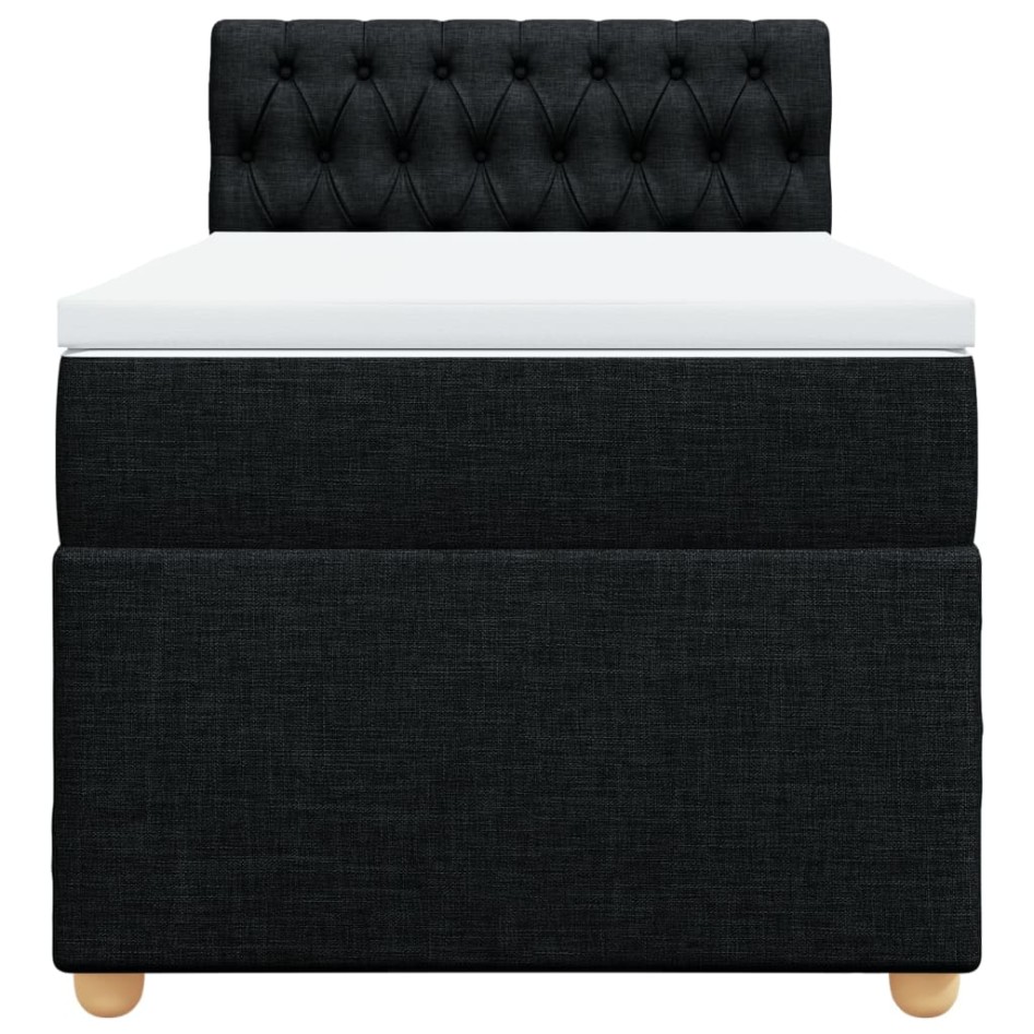 Cama box spring con colchón tela negro 90x190