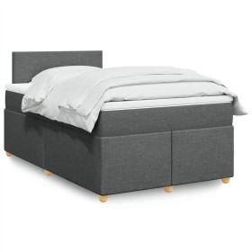 Cama box spring con colchón tela gris oscuro 120x200