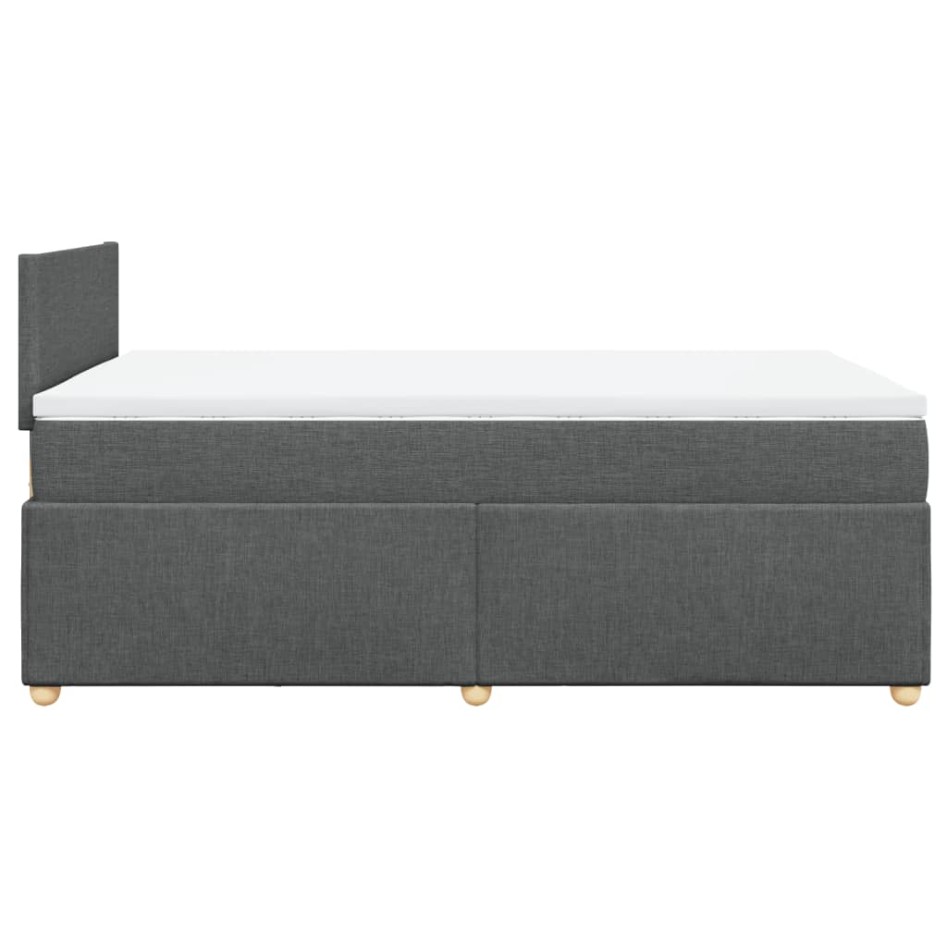 Cama box spring con colchón tela gris oscuro 120x200