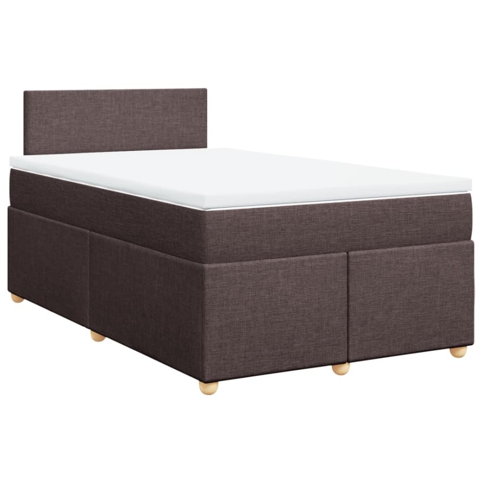 Cama box spring con colchón tela marrón oscuro 120x200