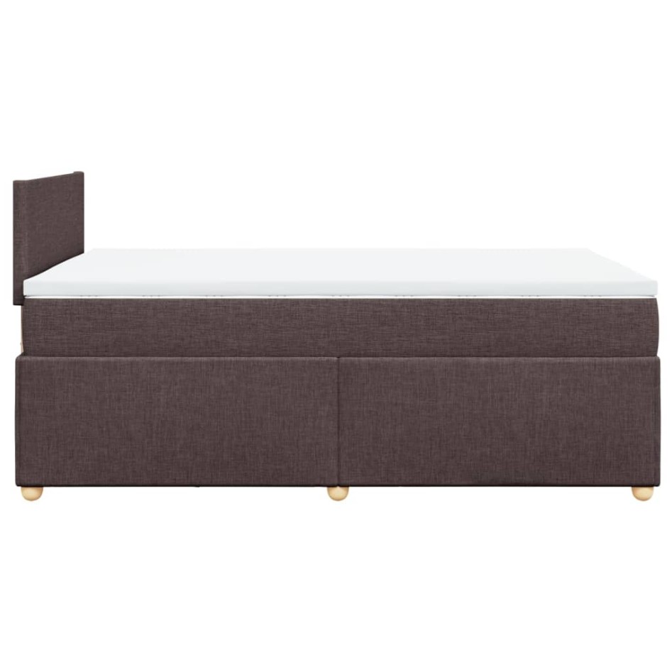 Cama box spring con colchón tela marrón oscuro 120x200