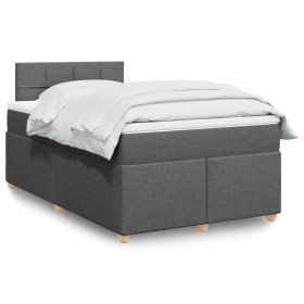 Cama box spring con colchón tela gris oscuro 120x200