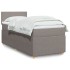 Cama box spring con colchón tela gris taupe 90x190