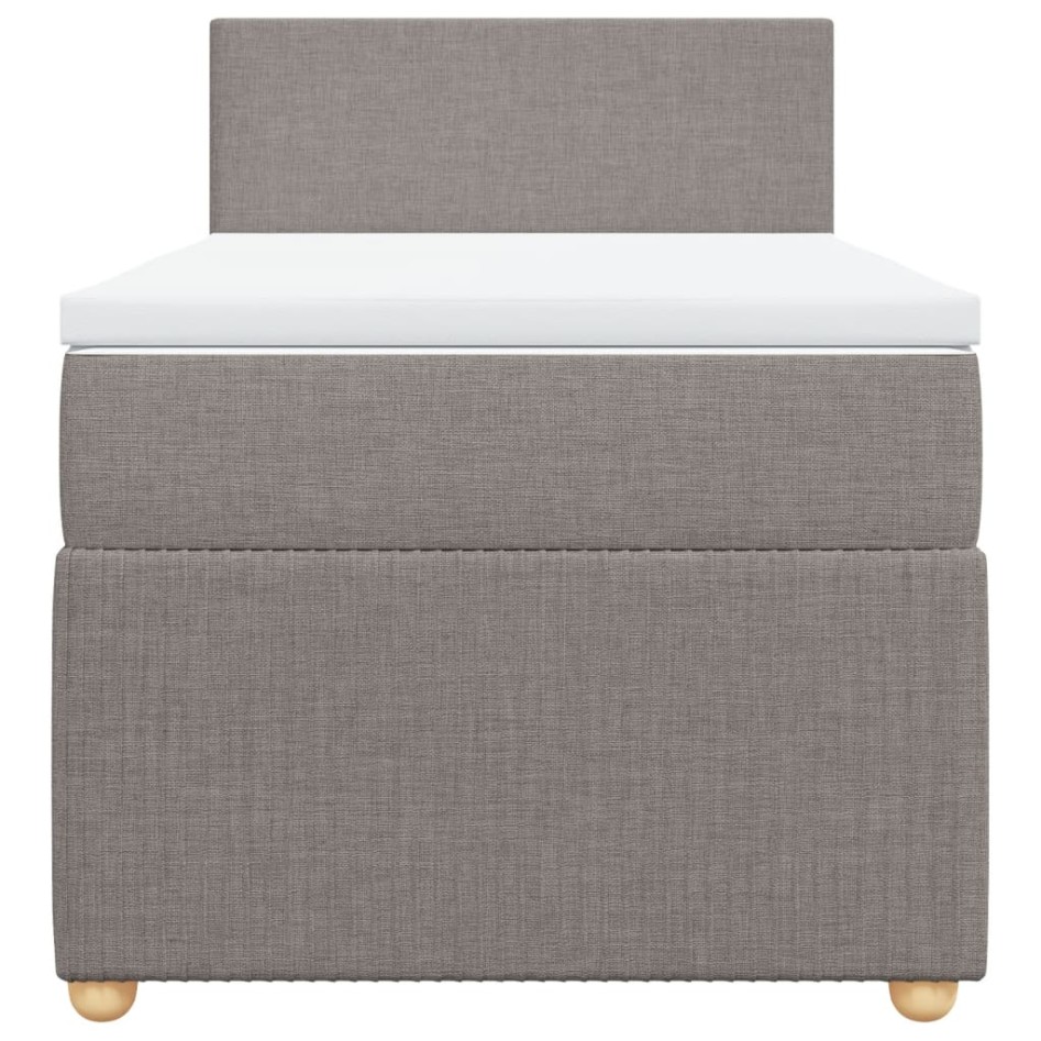 Cama box spring con colchón tela gris taupe 90x190