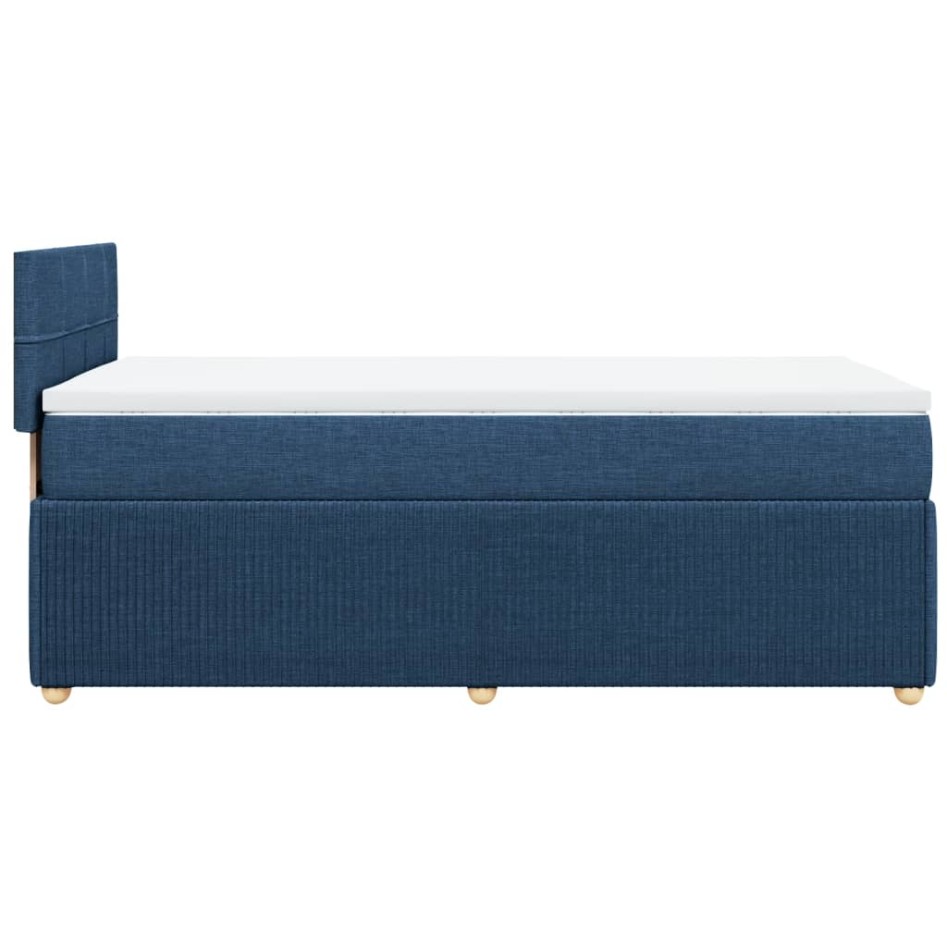 Cama box spring con colchón tela azul 90x190