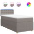 Cama box spring con colchón tela gris taupe 90x190