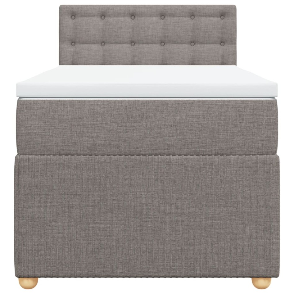 Cama box spring con colchón tela gris taupe 90x190