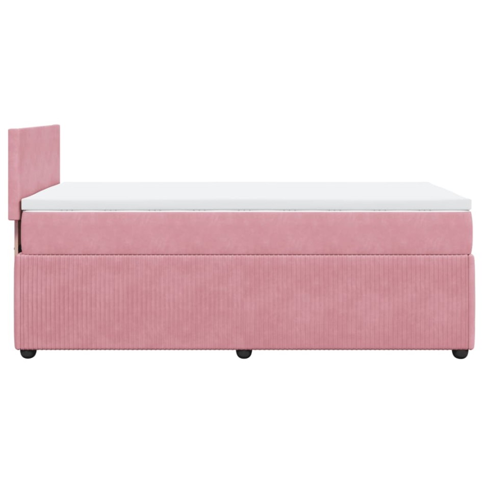 Cama box spring con colchón terciopelo rosa 80x200