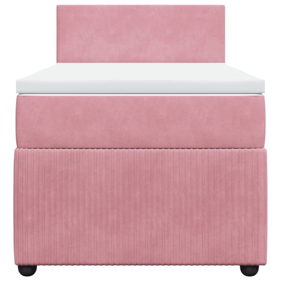 Cama box spring con colchón terciopelo rosa 90x190