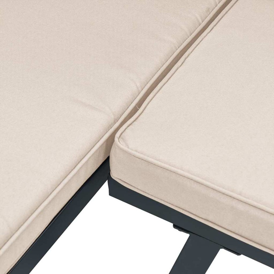 Set sofás jardín y cojines 6 pzas acero recubierto polvo