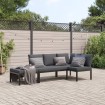 Set de sofás de jardín con cojines 3 piezas aluminio negro