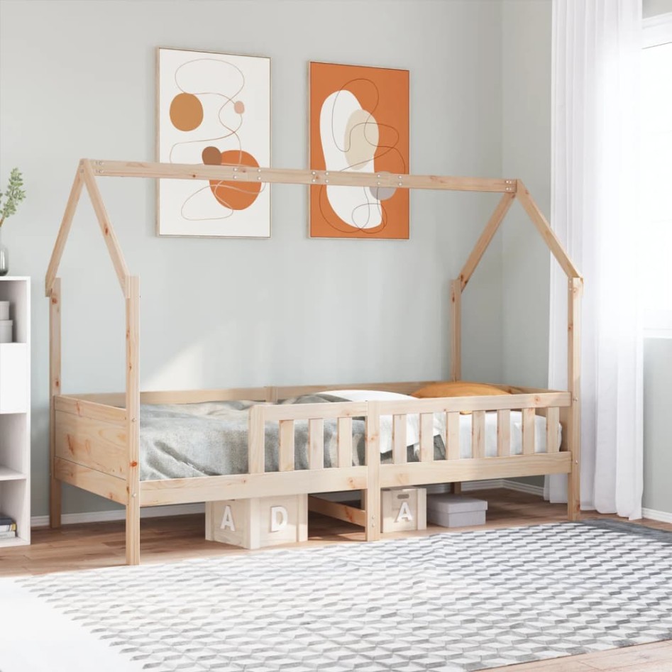 Cama con forma de casa para niños madera maciza pino 90x200