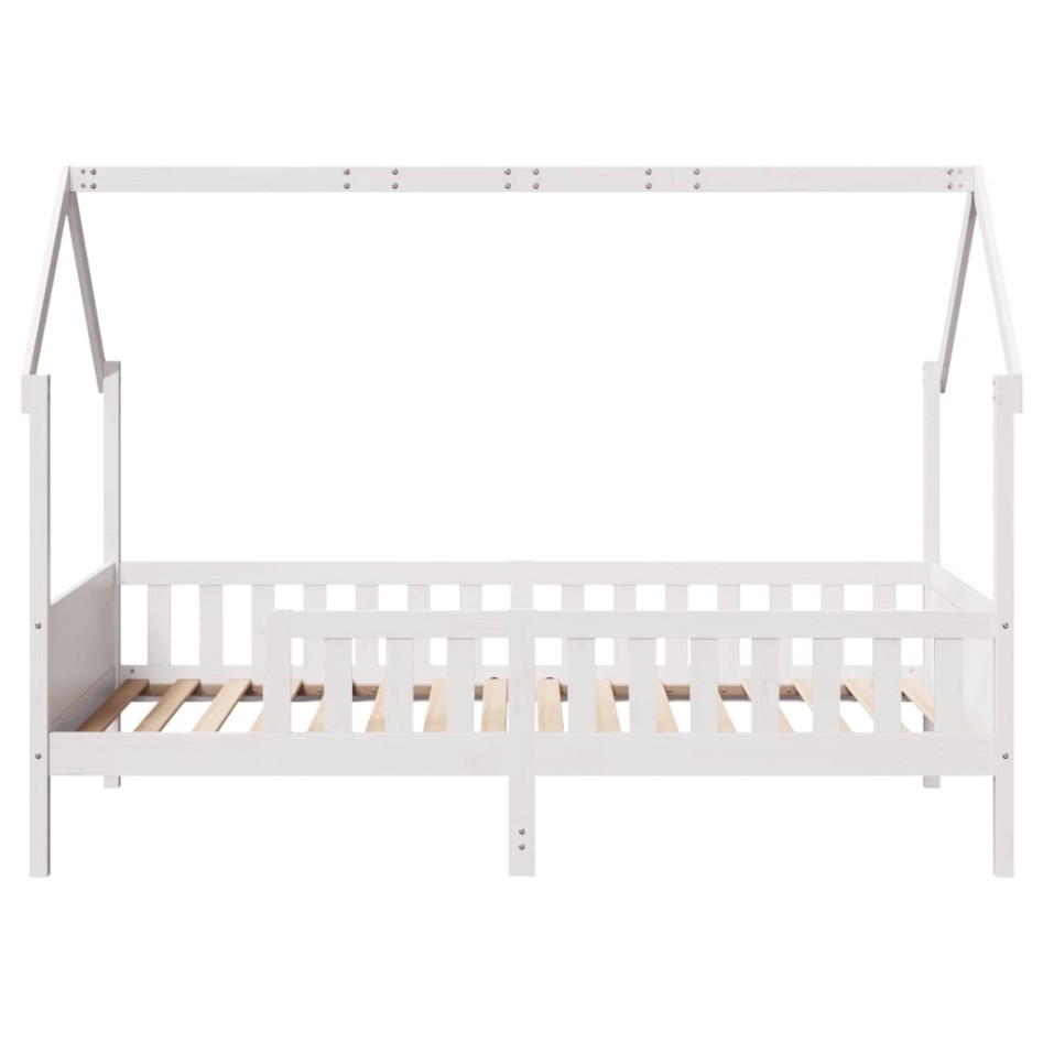 Cama con forma de casa de niños madera maciza blanca 90x190