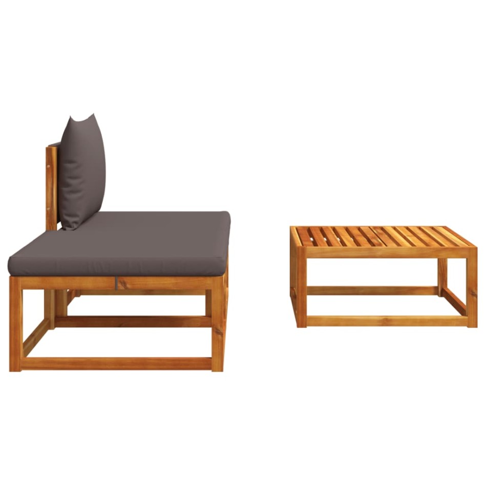 Set de sofás de jardín con cojines 3 pzas madera maciza