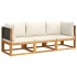 Set de sofás de jardín con cojines 3 pzas madera maciza