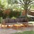 Set de sofás de jardín con cojines 6 pzas madera maciza
