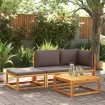 Set de sofás de jardín con cojines 3 pzas madera maciza acacia