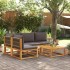 Set de sofás de jardín con cojines 5 pzas madera maciza