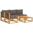 Set de sofás de jardín con cojines 5 pzas madera maciza