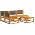 Set de sofás de jardín con cojines 5 pzas madera maciza