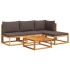 Set de sofás de jardín con cojines 5 pzas madera maciza